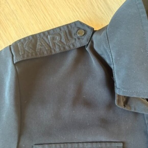 Karl Lagerfeld Collared Black Button Front Shirt Long Sleeve Blouse Medium - Picture 5 of 7